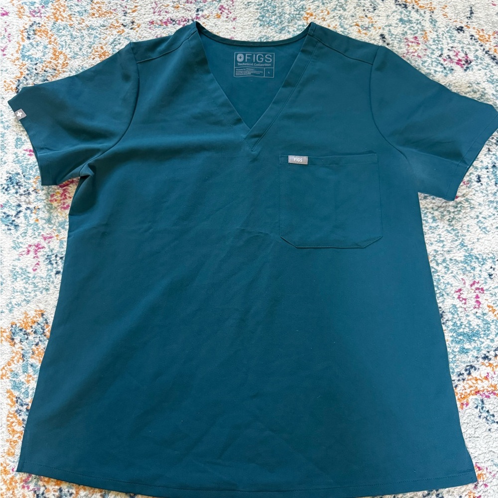 FIGS Caribbean Blue Scrub Top (L)